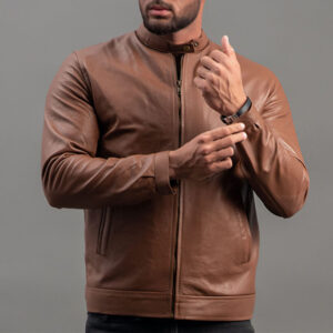Brown Genuine motorcycle byker leather jacket