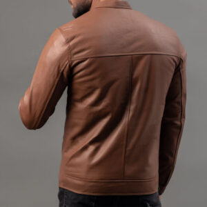 Alternative view of Brown Genuine motorcycle byker leather jacket
