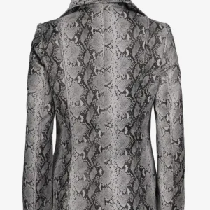 Alternative view of Womens Two Button Snake Pattern Off White Leather Blazer