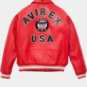 Alternative view of Mens Avirex Red Real Bomber American Flight Jacket